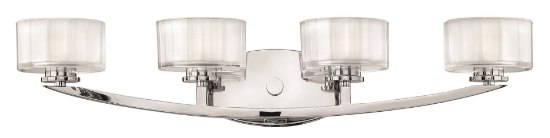 Foto para 4.5w Bath Meridian G9 LED Thick Faceted Clear Inside Etched Chrome Bath Four Light