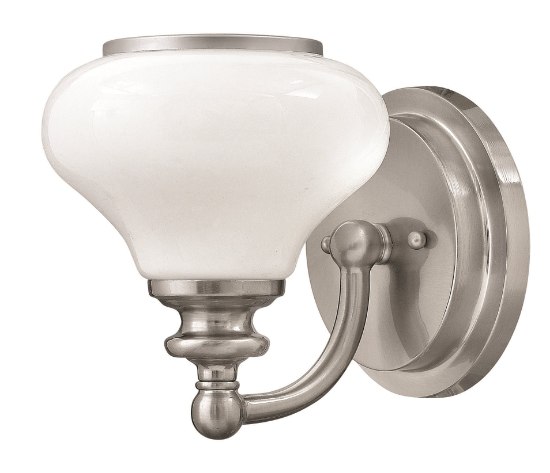 Picture of 100w Bath Ainsley MED Cased Opal Brushed Nickel Bath Sconce