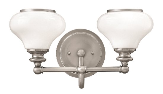 Picture of 100w Bath Ainsley MED Cased Opal Brushed Nickel Bath Two Light