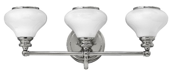 Foto para 100w Bath Ainsley MED Cased Opal Polished Nickel Bath Three Light