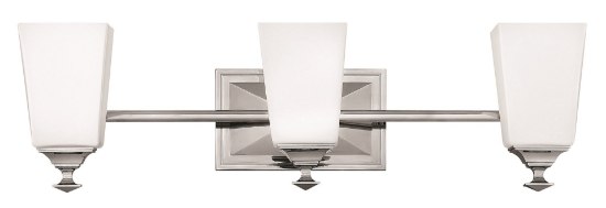 Foto para 117w Bath Baldwin INCAN. LED MED Etched Opal Polished Nickel Bath Three Light