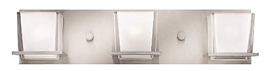 Foto para 60w Bath Lola G-9 1/4" Thick Clear Inside Etched Brushed Nickel Bath Three Light