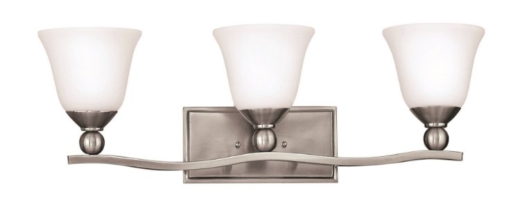 Foto para 100w Bath Bolla MED Etched Opal Brushed Nickel Bath Three Light