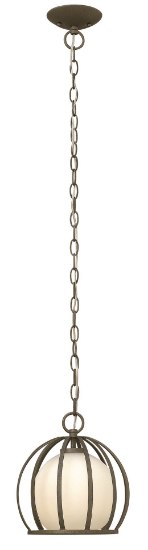 Picture of 100w Foyer Renata MED Etched Opal Linen Blacksmith* Pendant Foyer