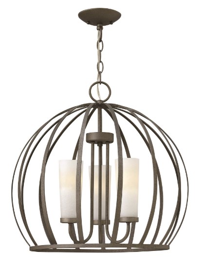 Foto para 60w Chandelier Renata CAND Etched Opal Linen Blacksmith* Single Tier