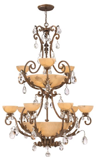 Foto para 135w Chandelier Barcelona CAND MED Tinted Natural Alabaster French Marble Two Tier Foyer