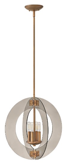 Foto para 60w Chandelier Solstice CAND Smoked Heirloom Brass Single Tier Pendant