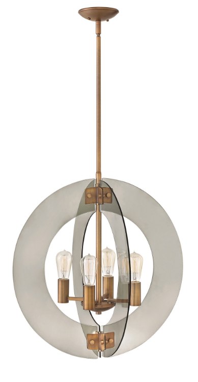 Foto para 100w Chandelier Solstice MED Smoked Heirloom Brass Single Tier Pendant