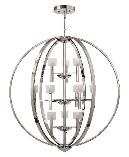 Picture of 40w Chandelier Mondo G-9 Frosted Cube-Shaped Polished Chrome* Three Tier Foyer