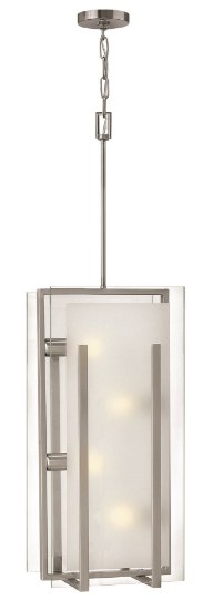 Picture of 100w Foyer Latitude MED Clear Beveled Inside-Etched Brushed Nickel* Stem Hung Foyer