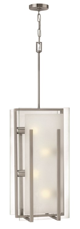 Foto para 100w Foyer Latitude MED Clear Beveled Inside-Etched Brushed Nickel* Stem Hung Foyer