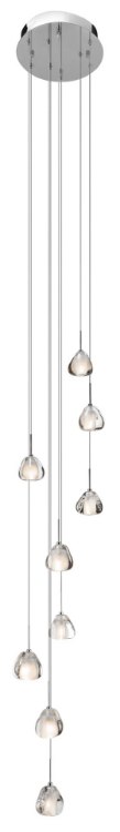 Picture of 20w Eisa Flame Polished Clear Optic Crystal Chrome G4 9 light spiral pendant
