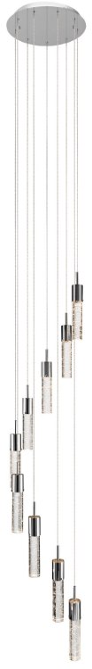 Picture of 35w Kristall K9 Bubble Crystal With Faceted Edge Chrome GU4 9 light spiral pendant