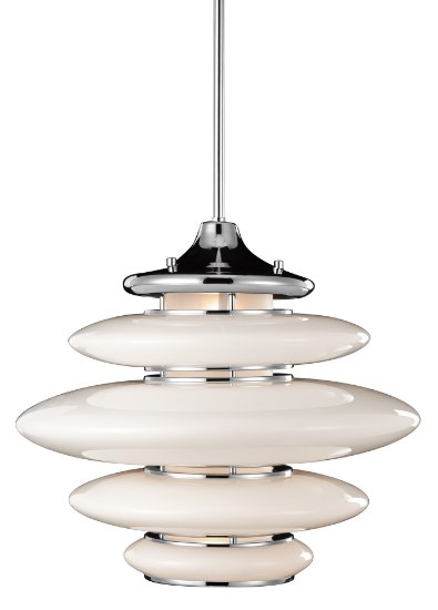 Foto para 40w Cumulus Opal White Glass Chrome G9 3 light pendant