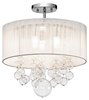 Foto para 40w Imbuia White String W/ Clear Blown Circle Glass Chrome G9 16" Semi-Flush