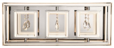 Mostrar detalles para 1035lm Maze Clear Acrylic Etched Inside With Hanging Crystal Accents Chrome Integrated LED 3 Light Vanity Imagen de 1035lm Maze Clear Acrylic Etched Inside With Hanging Crystal Accents Chrome Integrated LED 3 Light Vanity