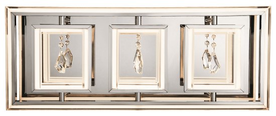 Foto para 1035lm Maze Clear Acrylic Etched Inside With Hanging Crystal Accents Chrome Integrated LED 3 Light Vanity