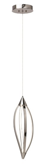 Foto para 614lm Meridian Etched Acrylic Chrome Integrated LED 1 Head Pendant