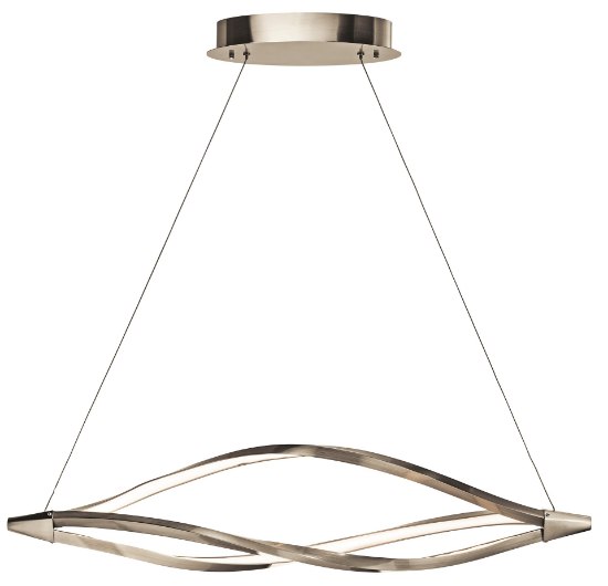 Foto para 1681lm Meridian Etched Acrylic Brushed Nickel Integrated LED 1 Head Island Pendant