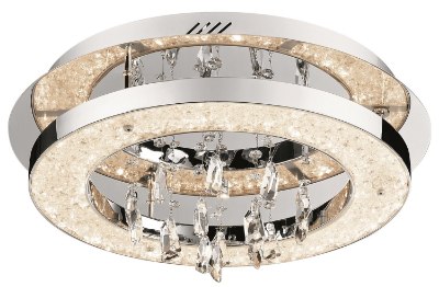 Mostrar detalles para 1419lm Crushed Ice Clear Glass With Crystals Gems + Hanging Crystal Accents Chrome Integrated LED cool white LED 1 (light) Circular Flush Imagen de 1419lm Crushed Ice Clear Glass With Crystals Gems + Hanging Crystal Accents Chrome Integrated LED cool white LED 1 (light) Circular Flush