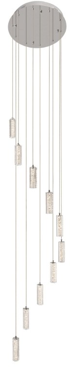 Foto para 2647lm Neruda Clear Crystal W/ Crystal Gems Chrome Integrated LED warm white LED 10 light spiral pendant