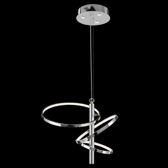 Picture of 1600lm Sirkus Etched Acrylic Chrome Integrated LED warm white LED 3 Ring (light) + 3 Recessed Pendant