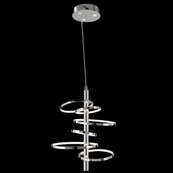 Picture of 2451lm Sirkus Etched Acrylic Chrome Integrated LED warm white LED 6 Ring (light) + 3 Recessed Pendant