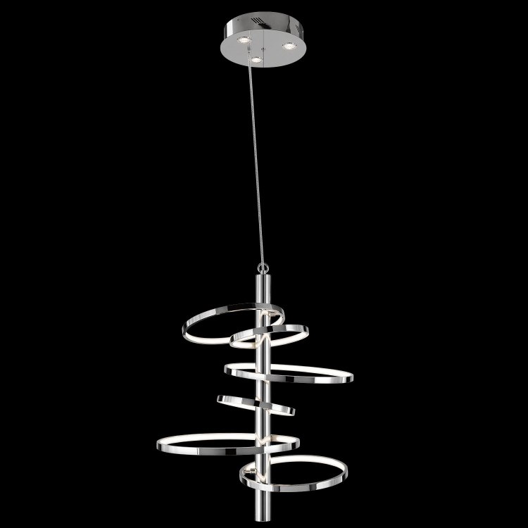 Picture of 2451lm Sirkus Etched Acrylic Chrome Integrated LED warm white LED 6 Ring (light) + 3 Recessed Pendant