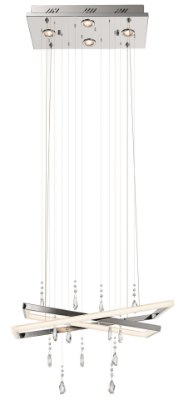 Mostrar detalles para 1233lm Maze Clear Acrylic Etched Inside With Hanging Crystal Accents Chrome Integrated LED chandelier Imagen de 1233lm Maze Clear Acrylic Etched Inside With Hanging Crystal Accents Chrome Integrated LED chandelier