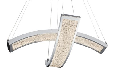 Mostrar detalles para 1689lm Crushed Ice Clear Glass With Crystals Gems Chrome Integrated LED 2-Light Pendant Imagen de 1689lm Crushed Ice Clear Glass With Crystals Gems Chrome Integrated LED 2-Light Pendant