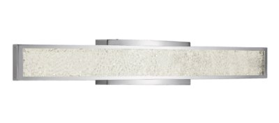 Mostrar detalles para 1408lm Crushed Ice Clear Glass With Crystals Gems Chrome Integrated LED 1-Light Vanity w/ Down Light Imagen de 1408lm Crushed Ice Clear Glass With Crystals Gems Chrome Integrated LED 1-Light Vanity w/ Down Light