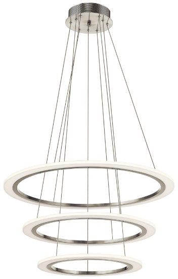 Foto para 5555lm Hyvo Matte White Acrylic Brushed Nickel Integrated LED 3 Ring LED Pendant