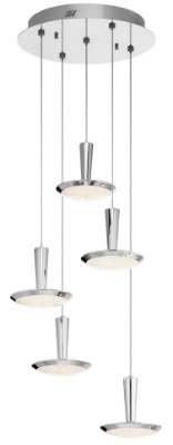 Mostrar detalles para 1237lm Karah Clear Cubic Zirconia Chip Brushed Nickel Integrated LED 5 light spiral pendant Imagen de 1237lm Karah Clear Cubic Zirconia Chip Brushed Nickel Integrated LED 5 light spiral pendant