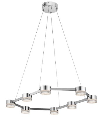 Mostrar detalles para 1670lm Avenza Clear Cubic Zirconia Chip Chrome Integrated LED Island Pendant Imagen de 1670lm Avenza Clear Cubic Zirconia Chip Chrome Integrated LED Island Pendant