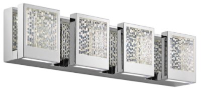 Mostrar detalles para 1402lm Pandora Clear Acrylic Chrome Integrated LED 4-Light 24" Vanity Imagen de 1402lm Pandora Clear Acrylic Chrome Integrated LED 4-Light 24" Vanity