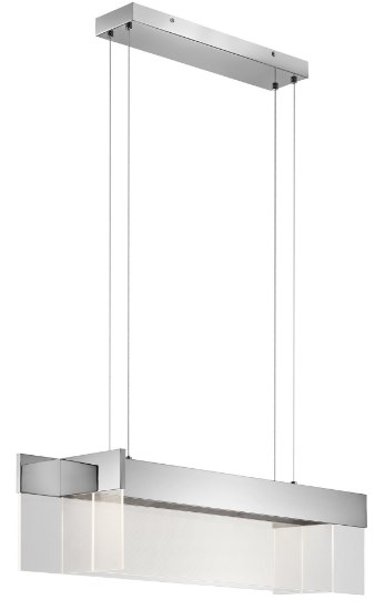 Picture of 1824lm Geo Clear Acrylic With Etched Edge Chrome Integrated LED 32" Linear Pendant