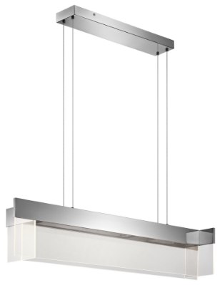 Mostrar detalles para 1824lm Geo Clear Acrylic With Etched Edge Chrome Integrated LED 48" Linear Pendant Imagen de 1824lm Geo Clear Acrylic With Etched Edge Chrome Integrated LED 48" Linear Pendant