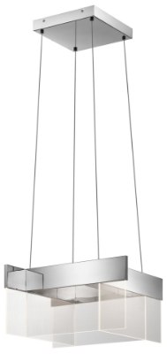Mostrar detalles para 1672lm Geo Clear Acrylic With Etched Edge Chrome Integrated LED 16" Square Pendant Imagen de 1672lm Geo Clear Acrylic With Etched Edge Chrome Integrated LED 16" Square Pendant