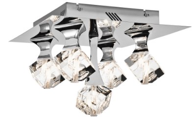 Mostrar detalles para 1425lm Rockne Clear K9 Crystal Chrome Integrated LED 5 light flush Imagen de 1425lm Rockne Clear K9 Crystal Chrome Integrated LED 5 light flush