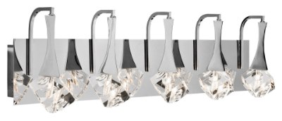 Mostrar detalles para 1276lm Rockne Clear K9 Crystal Chrome Integrated LED 5 light vanity Imagen de 1276lm Rockne Clear K9 Crystal Chrome Integrated LED 5 light vanity