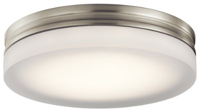 Mostrar detalles para 1270lm Rylee Press Glass - Painted White Inside Brushed Nickel Integrated LED 11" Round Flush Imagen de 1270lm Rylee Press Glass - Painted White Inside Brushed Nickel Integrated LED 11" Round Flush