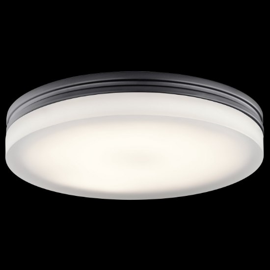 Picture of 2477lm Rylee Press Glass - Painted White Inside Bronze Integrated LED 14" Round Flush