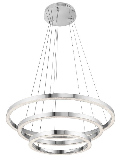 Foto para Etched Acrylic Chrome Integrated LED 3-Ring Pendant