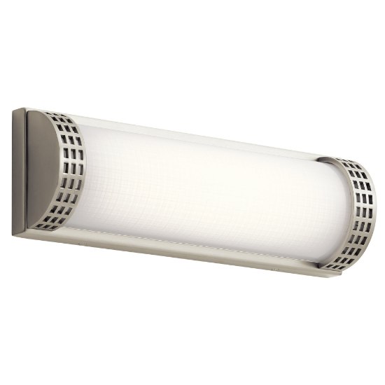 Foto para 25w 928lm Column Bent Glass With Inside Stripe Pattern Brushed Nickel Integrated LED Vanity