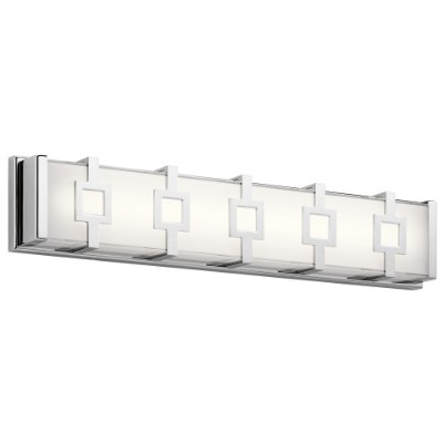Mostrar detalles para 35w 1387lm Velitri Clear Etched Mitered Glass Chrome Integrated LED Vanity Imagen de 35w 1387lm Velitri Clear Etched Mitered Glass Chrome Integrated LED Vanity