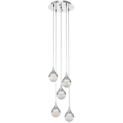 Mostrar detalles para 36w 1945lm Kiss Changed To Cubic Zirconia 8/32 Chrome Integrated LED 5 light spiral pendant Imagen de 36w 1945lm Kiss Changed To Cubic Zirconia 8/32 Chrome Integrated LED 5 light spiral pendant