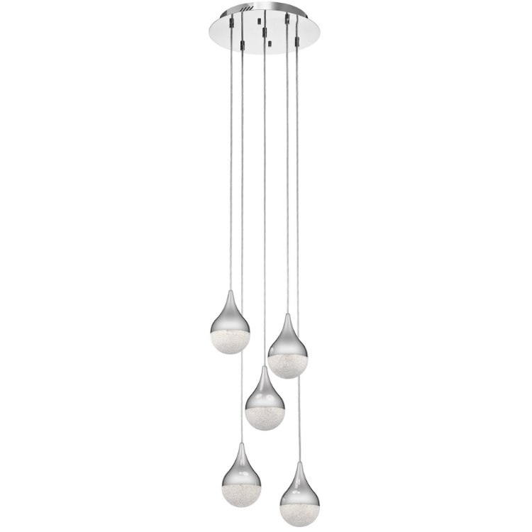 Picture of 36w 1945lm Kiss Changed To Cubic Zirconia 8/32 Chrome Integrated LED 5 light spiral pendant