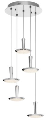 Mostrar detalles para 27w 1237lm Karah Clear Cubic Zirconia Chip Chrome Integrated LED 5 light spiral pendant Imagen de 27w 1237lm Karah Clear Cubic Zirconia Chip Chrome Integrated LED 5 light spiral pendant