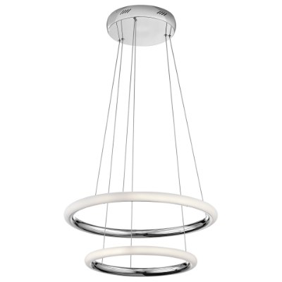 Mostrar detalles para 80w 2892lm Dosh Etched Acrylic Chrome Integrated LED 2 Ring LED Pendant Imagen de 80w 2892lm Dosh Etched Acrylic Chrome Integrated LED 2 Ring LED Pendant