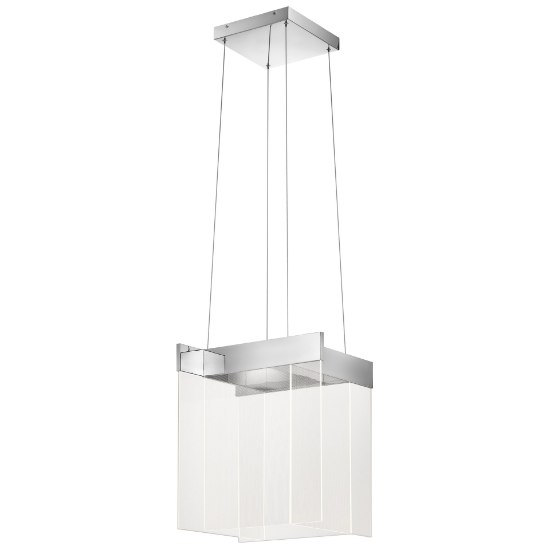 Picture of 13w 1365lm Geo Clear Acrylic With Etched Edge Chrome Integrated LED Pendant